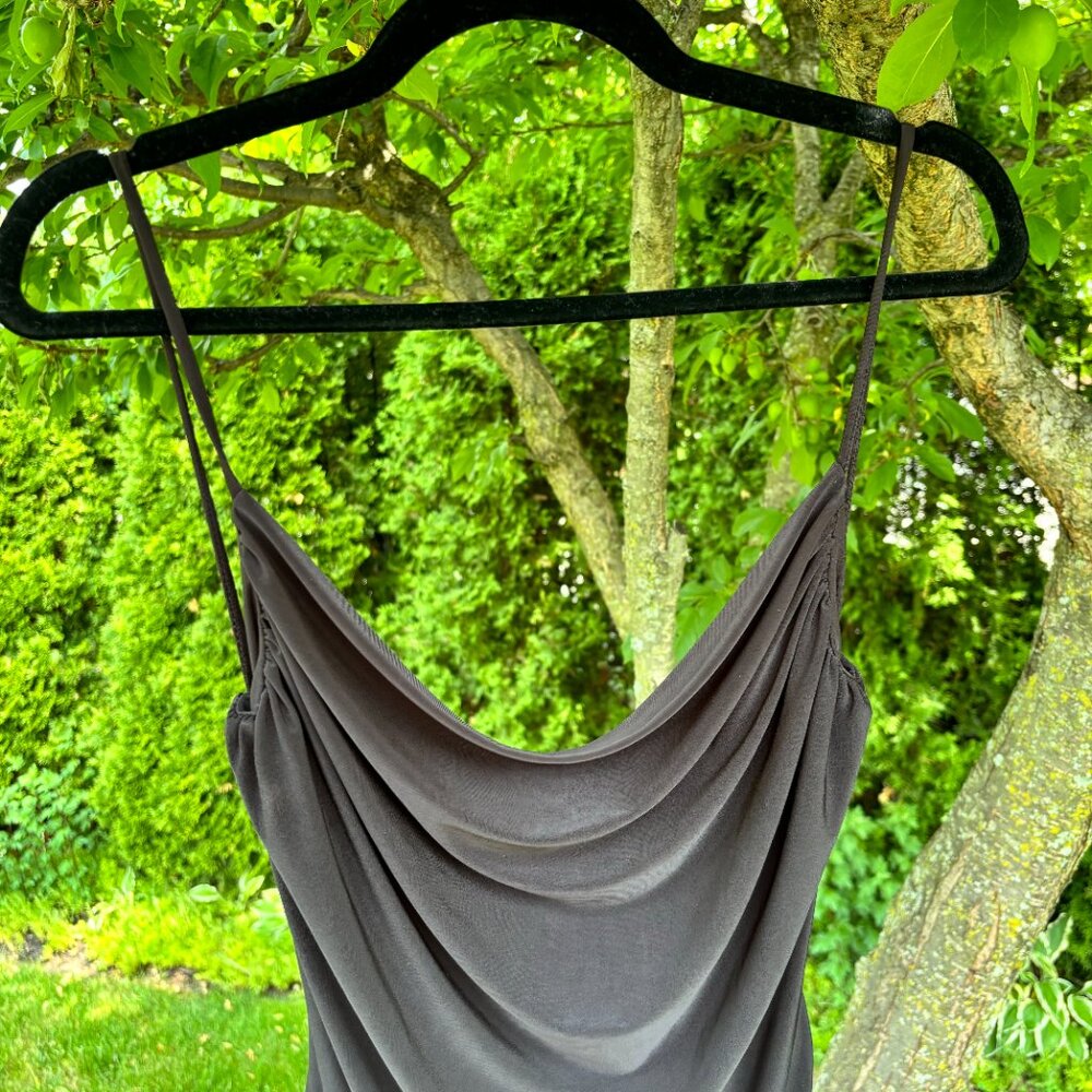 Black Cowl Neck Mini Dress – Open Strappy Back - Picture 5 of 7